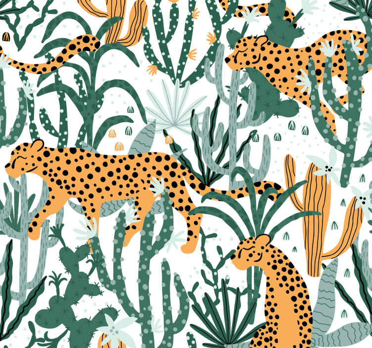 Jungle cheetah scène dieren behang - TenStickers