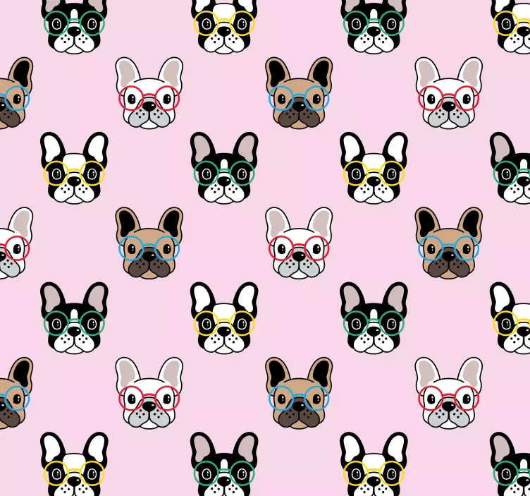 Behang slaapkamer Franse bulldog met bril - TenStickers