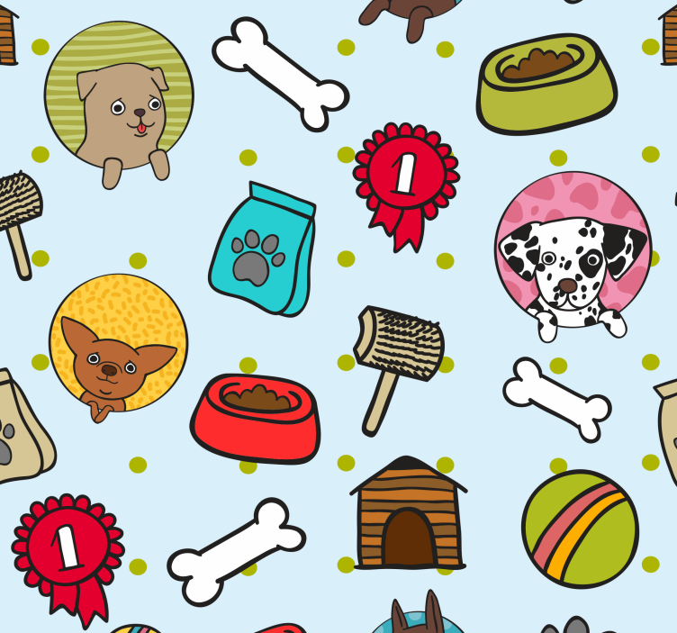 Behang slaapkamer Schattige hond puppy symbolen - TenStickers