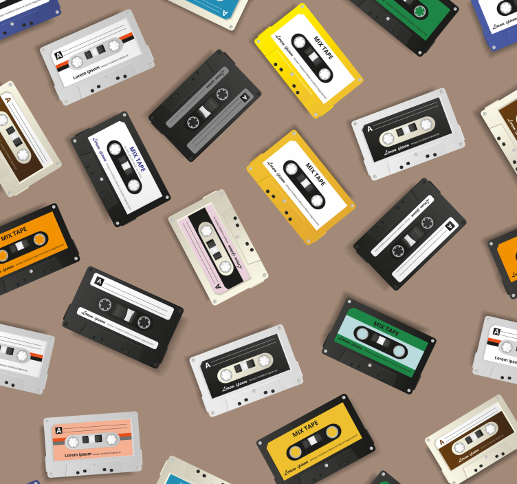Retro cassettepatroon gepersonaliseerd behang - TenStickers