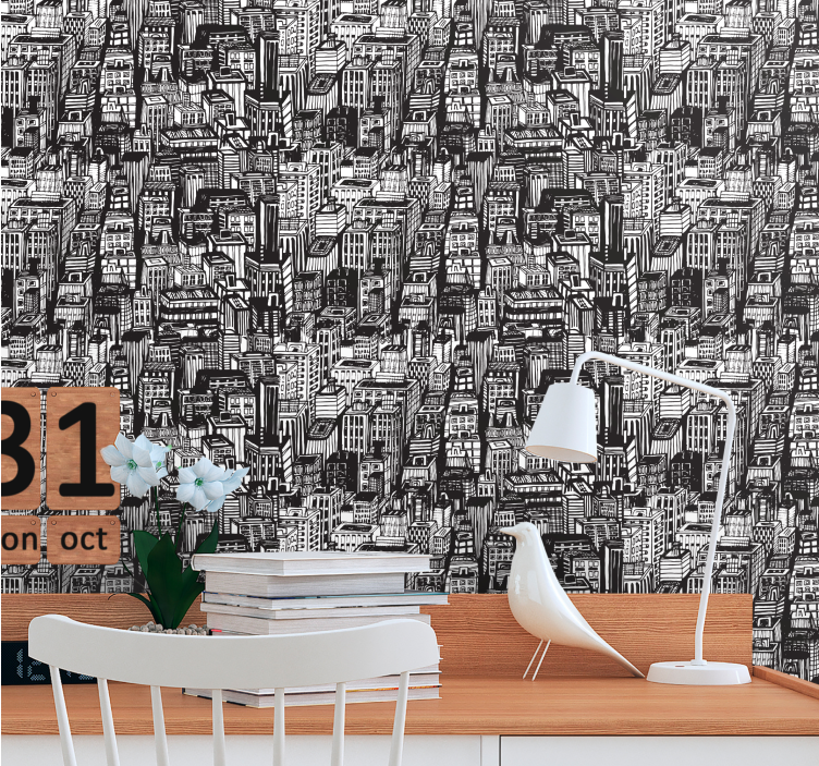 Stedelijke schetschaos behang landen en steden - TenStickers