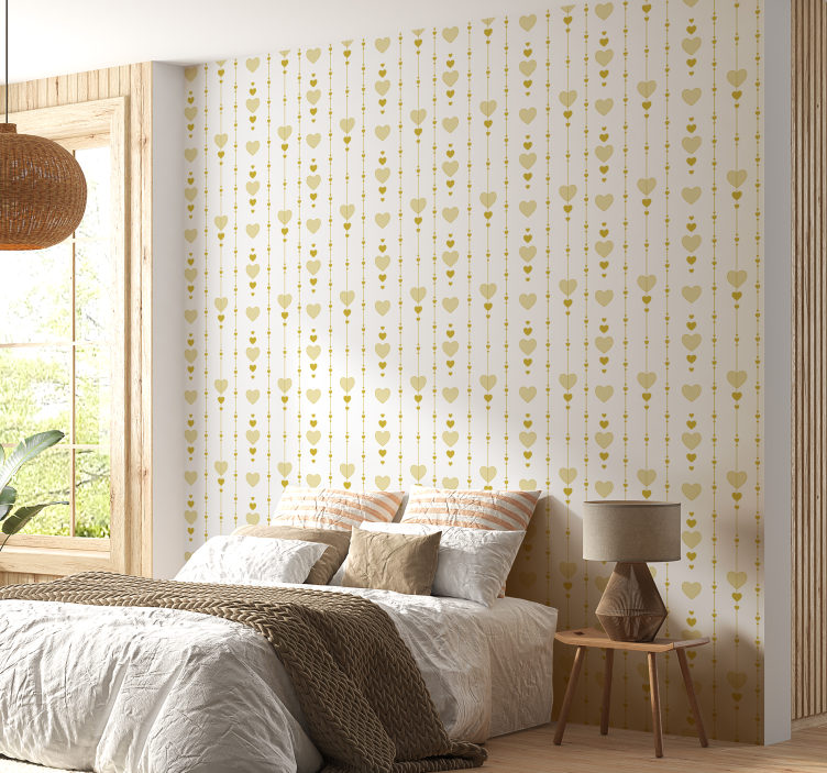 Abstract ontwerp behang gouden harten - TenStickers