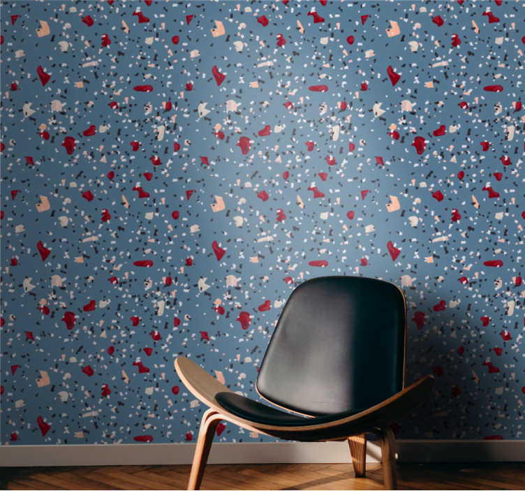 Blauwe terrazzo imitatie behang patronen - TenStickers