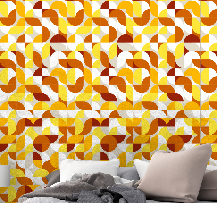 Abstract warm patroon geometrisch behang - TenStickers
