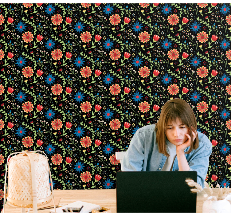 Accent met bloemmotief behang bloemen - TenStickers