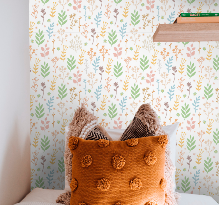 Accenten van bloemig groen behang bloemen - TenStickers