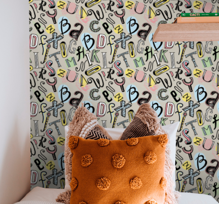 Alfabetisch plezier behang letters - TenStickers