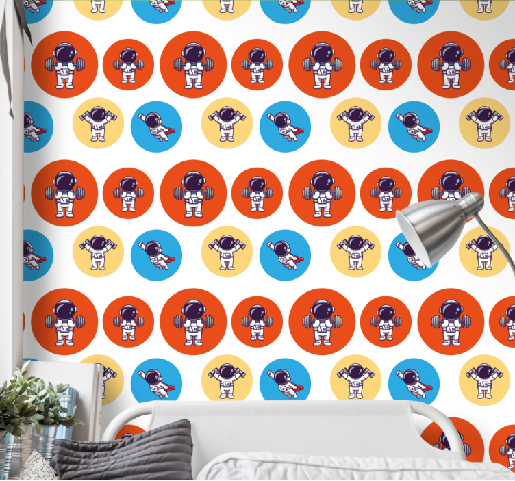 Astronaut patroon leuk behang kinderkamer - TenStickers