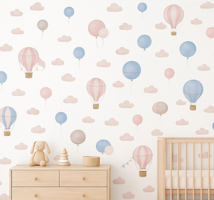 Babykamer behang pastel droom ballonnen - TenStickers