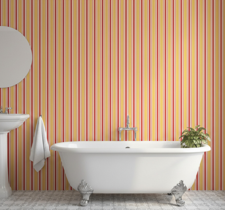 Badkamer behang gekleurd streepjespatroon - TenStickers