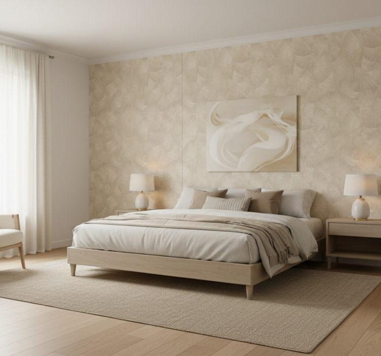 Behang bladeren chic tan abstracte waaier - TenStickers