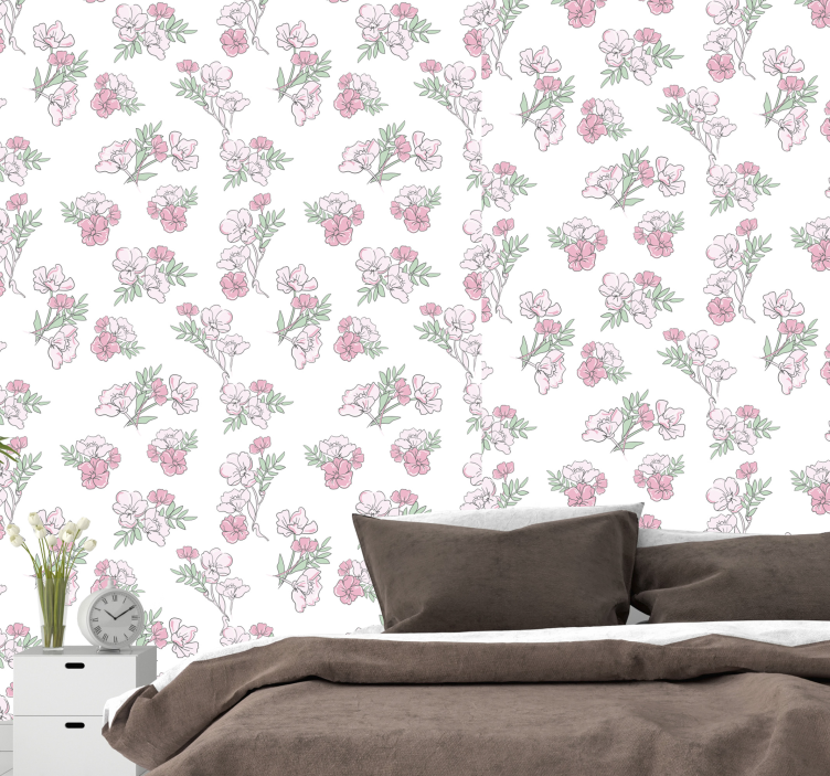 Behang bloemen delicaat bloesem patroon - TenStickers