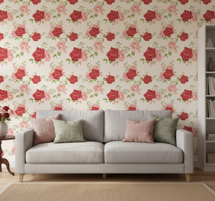 Behang bloemen elegante rozen - TenStickers