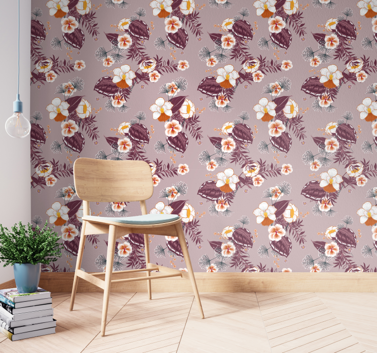 Behang bloemen orchideeënpatroon - TenStickers