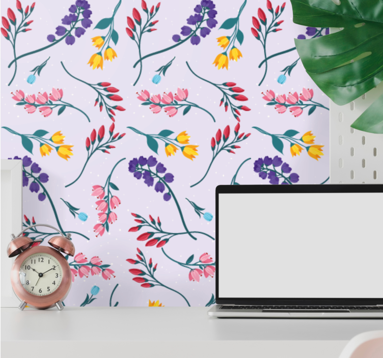Bloemen behang Tuin minimalistische botanische bloemen - TenStickers