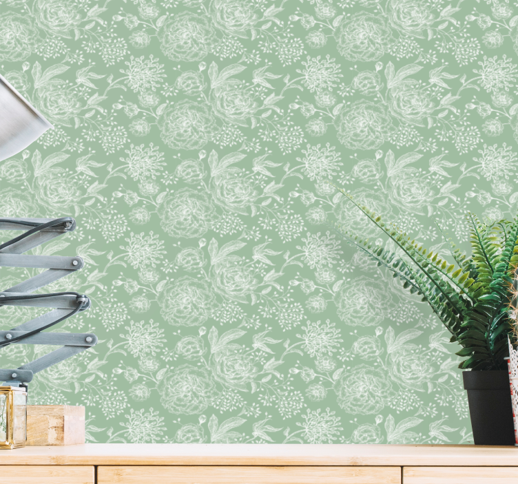 Behang bloemen zachte bloemige elegantie - TenStickers