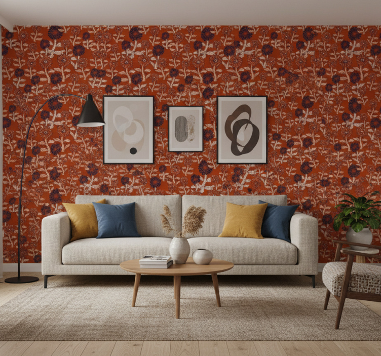 Behang bloemsierkunst afrikaans abstract zonnebloemdesign - TenStickers