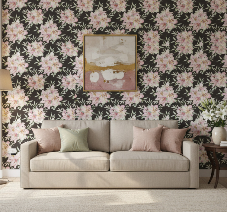 Behang bloemsierkunst aquarel lelies patroon - TenStickers