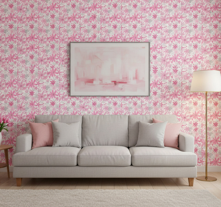 Behang bloemsierkunst flowerprint 'yambo' roze - TenStickers