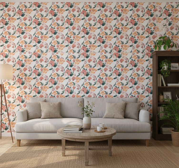 Behang bloemsierkunst flowerprint 'ziedi' wit - TenStickers