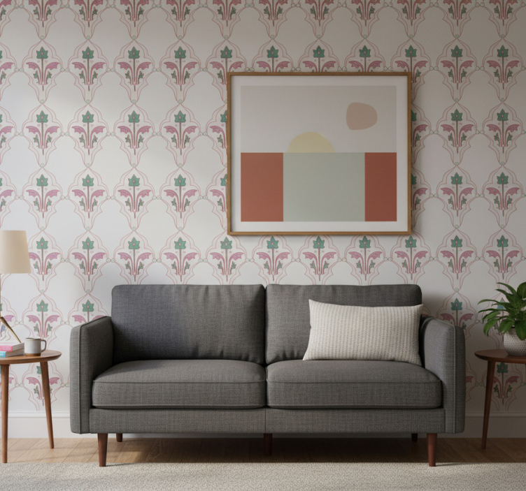 Behang bloemsierkunst formeel bloemdessin - TenStickers