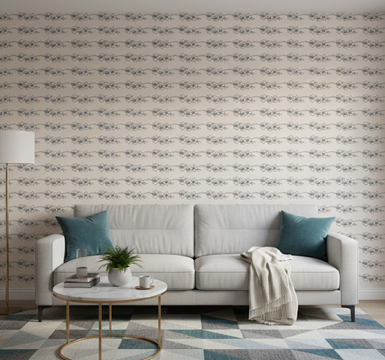 Behang bloemsierkunst orchideeën lijntekening - TenStickers