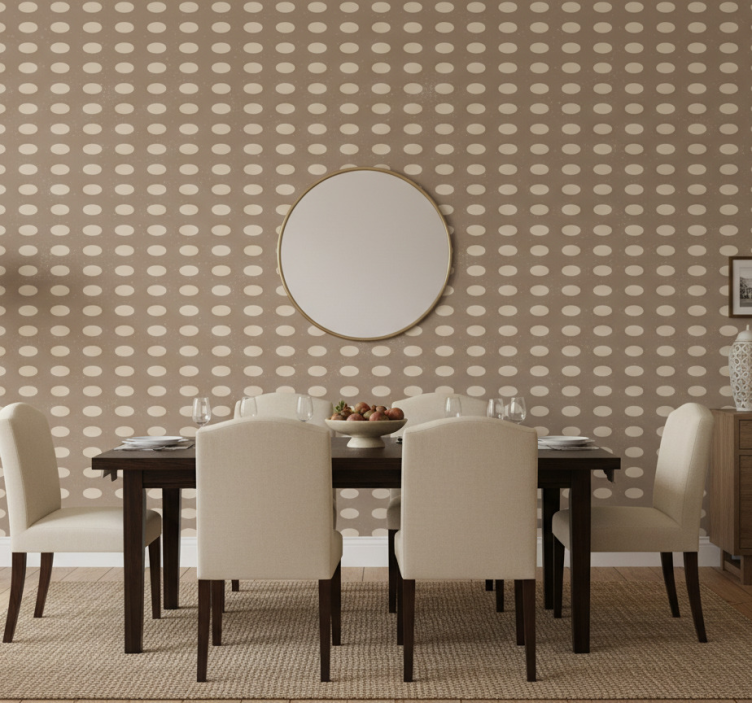 Behang eetkamer geometrisch bruin cirkelpatroon - TenStickers