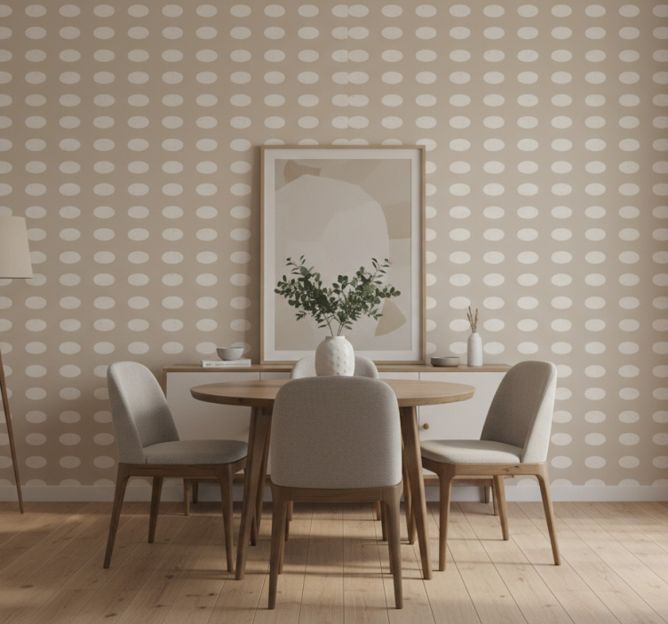 Behang eetkamer geometrisch wit cirkelpatroon - TenStickers