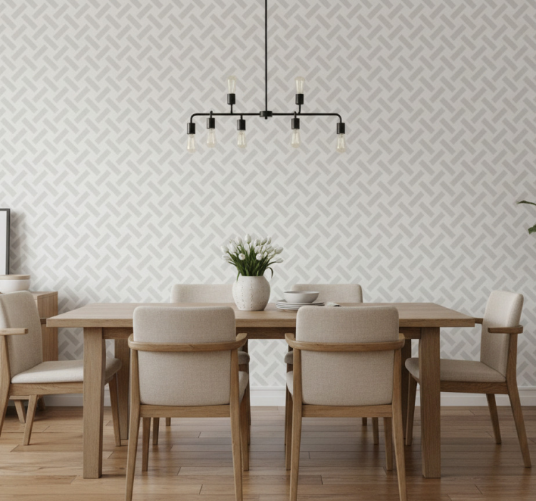 Behang eetkamer geometrisch wit vierkant patroon - TenStickers