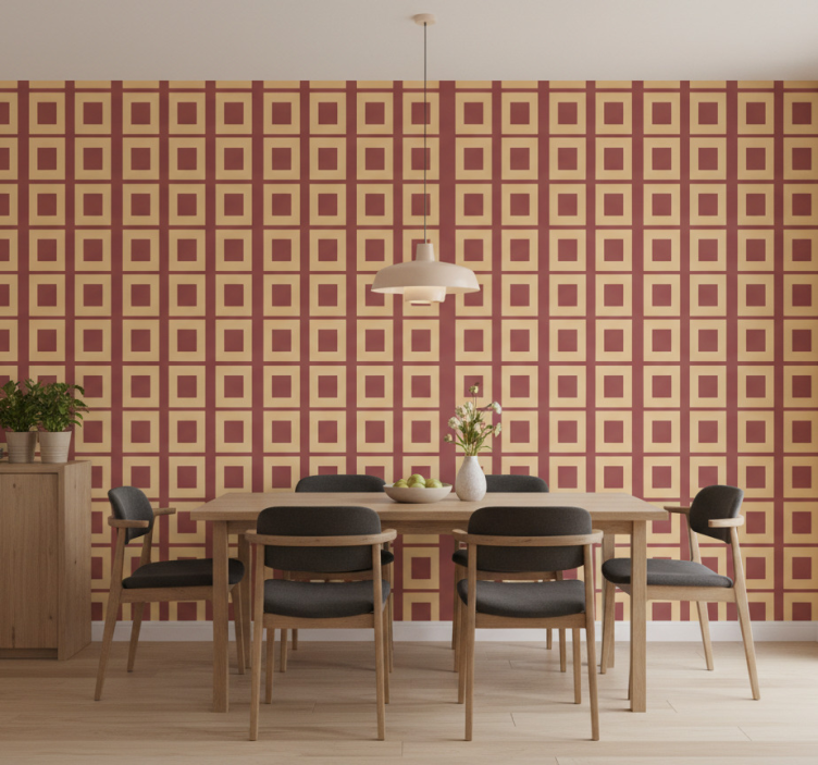 Behang eetkamer geometrische vierkanten - TenStickers