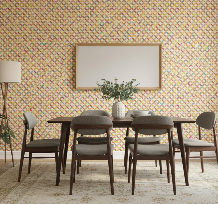 Behang eetkamer kleurrijk geometrisch - TenStickers