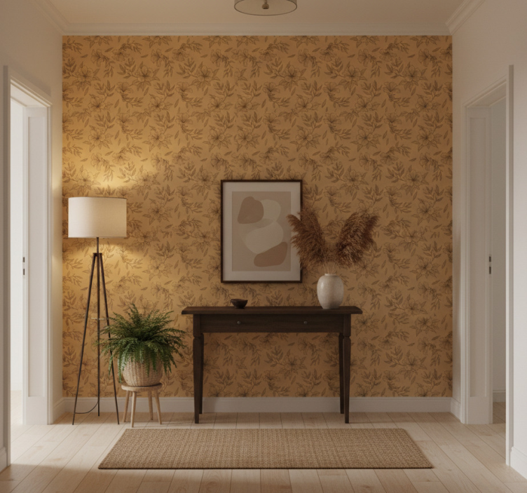 Behang gang beige gestileerde patronen - TenStickers