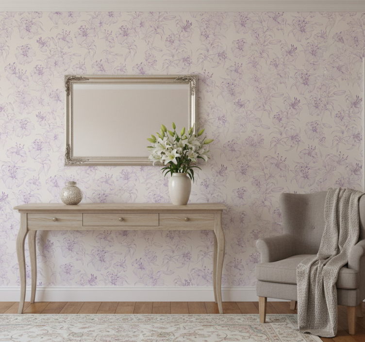 Behang gang bloeiende lelies bloemenontwerp - TenStickers