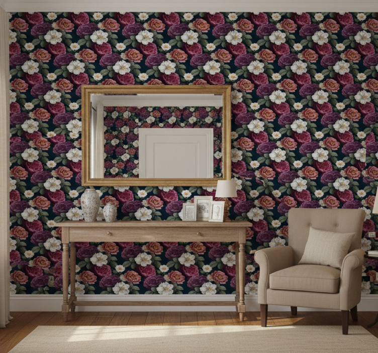 Behang gang elegante bloem compositie - TenStickers