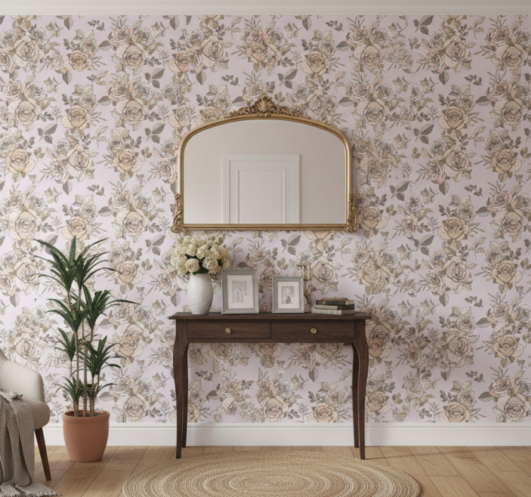 Behang gang elegante rozenmotief - TenStickers