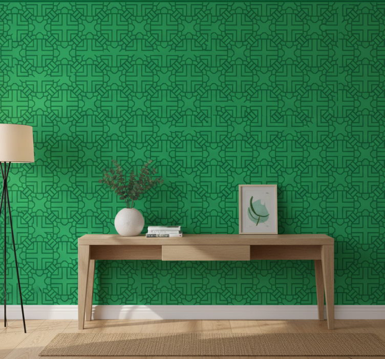 Behang gang geometrisch groen patroon - TenStickers