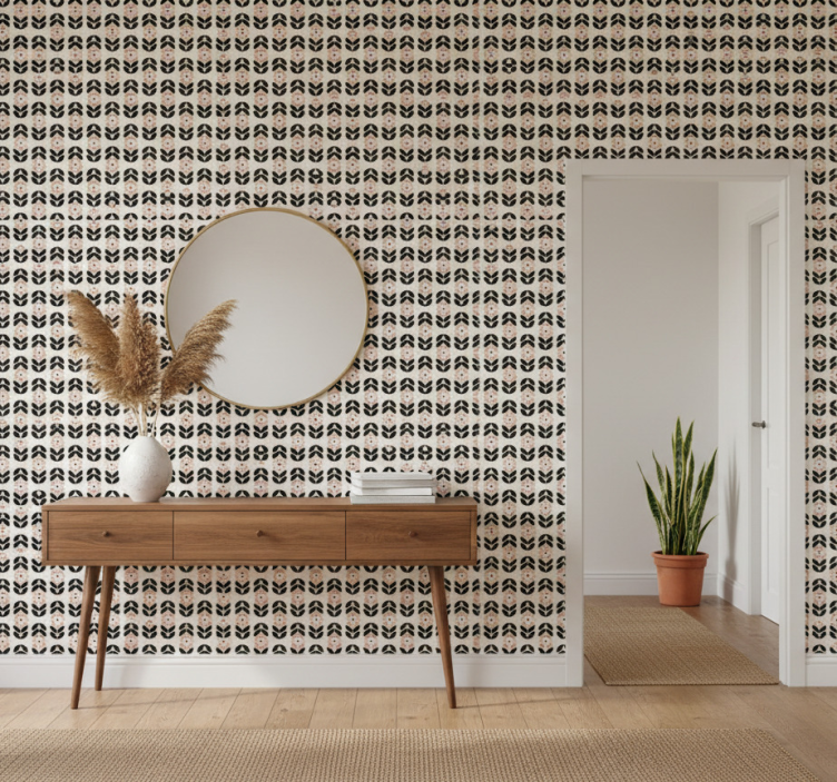 Behang gang geometrische herhaling beige - TenStickers