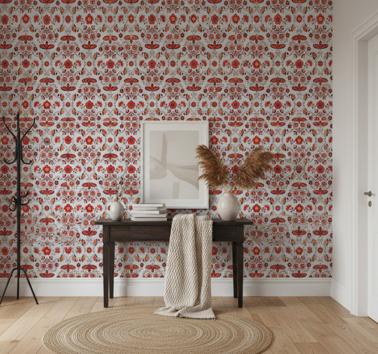 Behang gang pools rood patroon - TenStickers