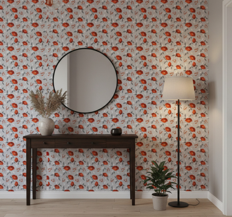 Behang gang rode grijze patroon - TenStickers