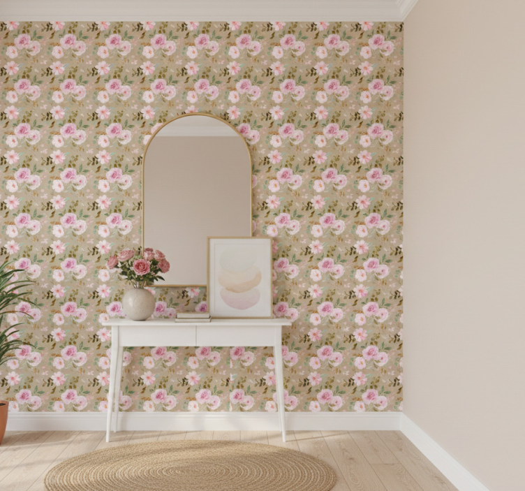 Behang gang roze bloempatronen - TenStickers