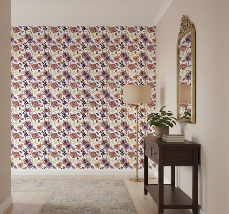 Behang gang rozen en bloemen patroon - TenStickers