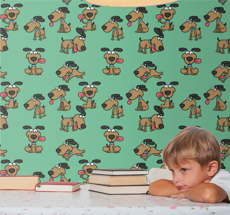 Behang honden met vrolijke hondencartoons - TenStickers