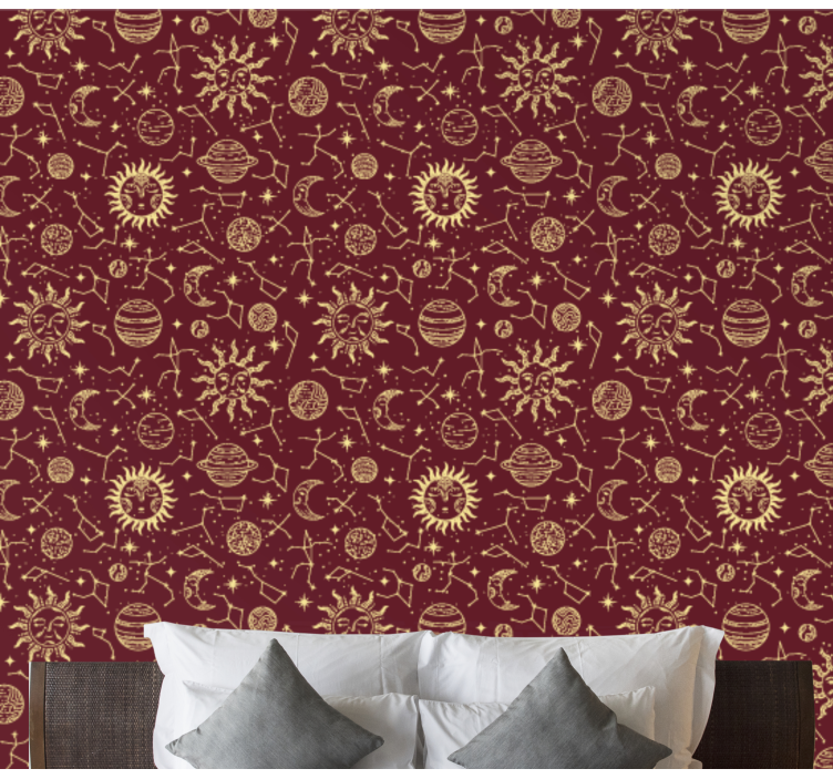 Behang hoofd slaapkamer hemelse patronen - TenStickers