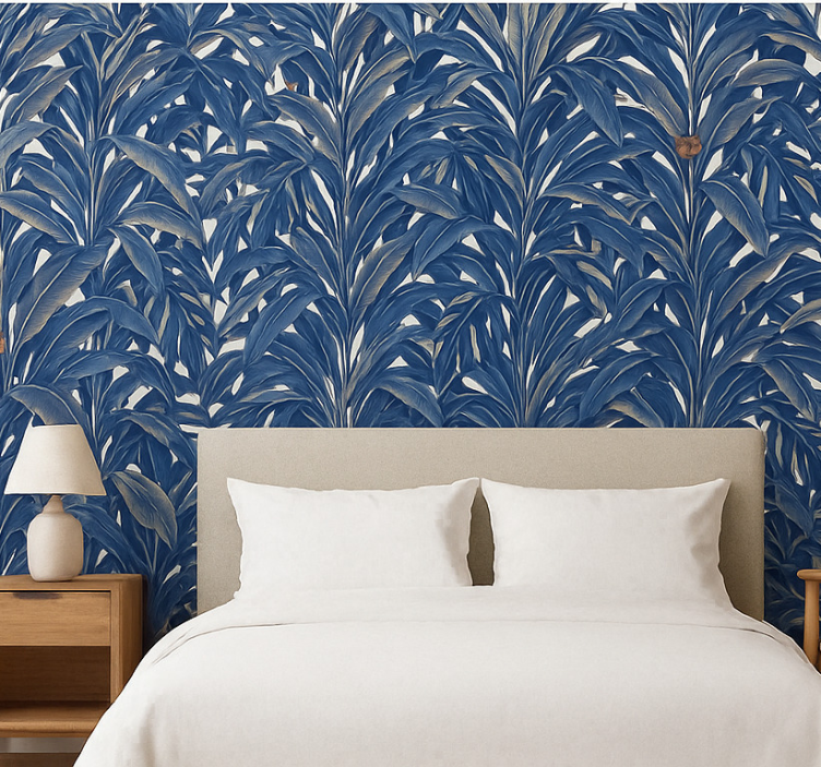 Behang hoofd slaapkamer lush indigo jungle - TenStickers