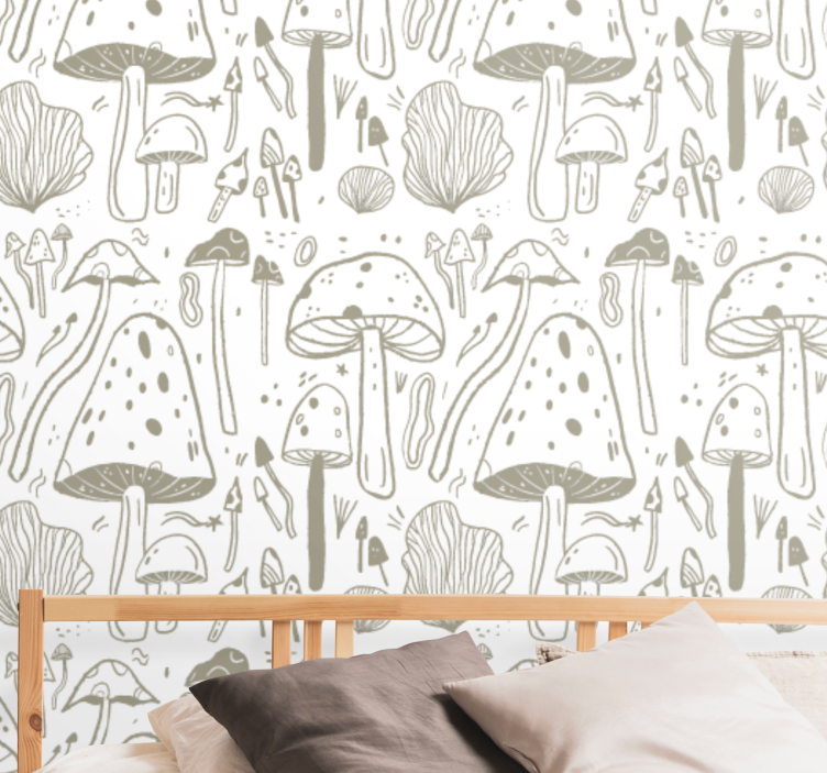 Behang hoofd slaapkamer paddenstoel illustraties - TenStickers