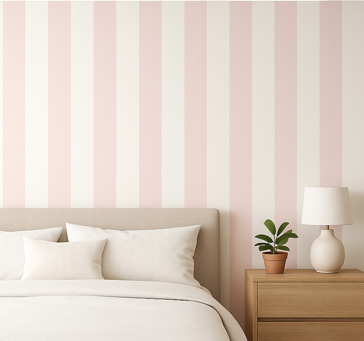 Behang hoofd slaapkamer zachte blush streep - TenStickers
