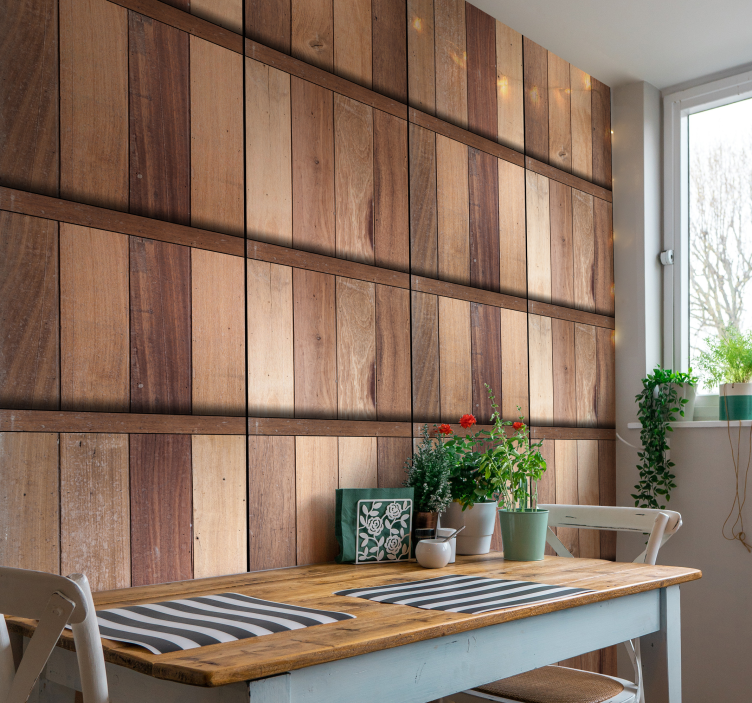 Behang hout patroon verschillende tinten - TenStickers