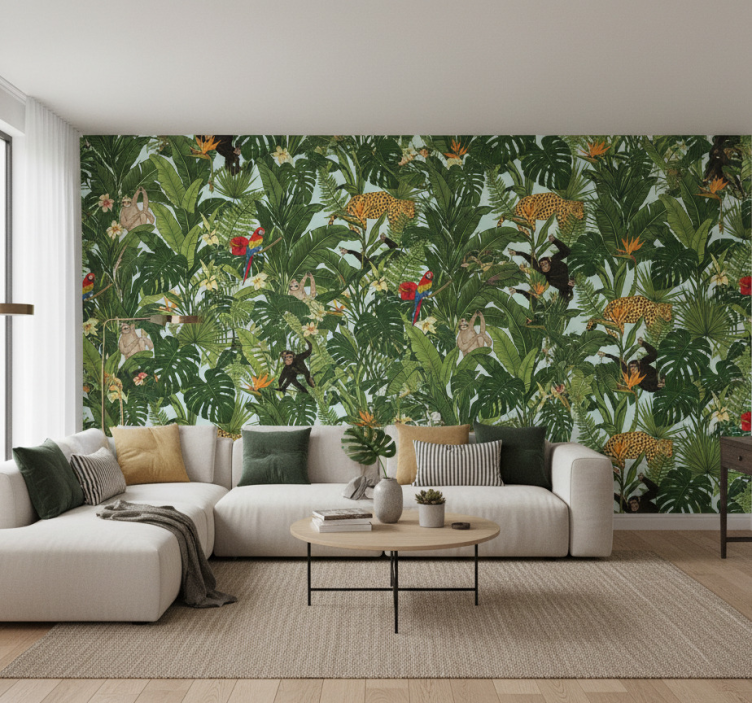 Behang jungle tropisch met dieren (b09b2q21xw) - TenStickers