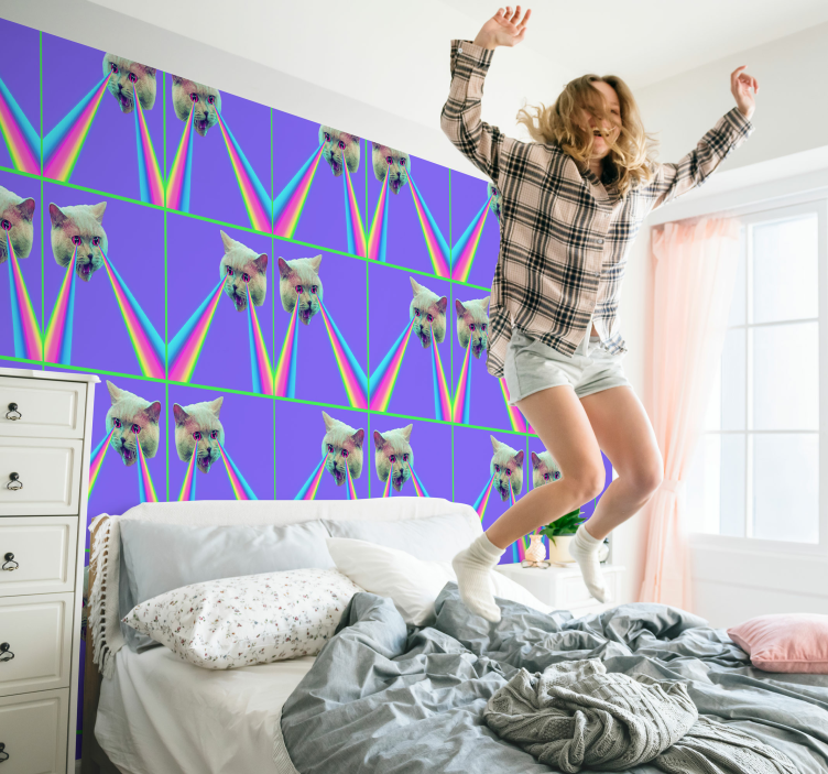 Behang kat laser vaporwave stijl - TenStickers