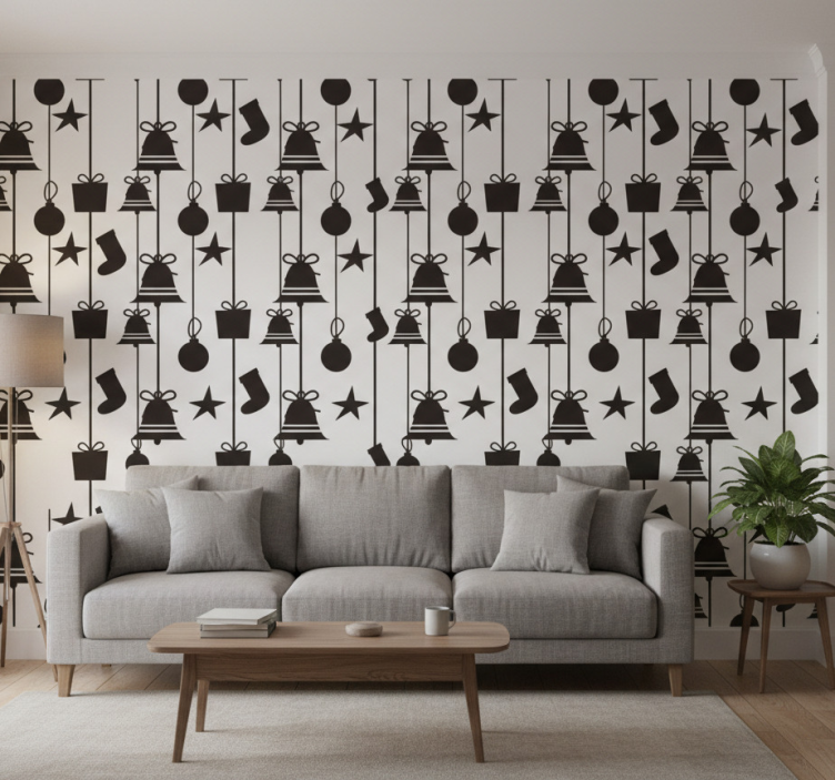 Behang kerst met zwarte sokken - TenStickers